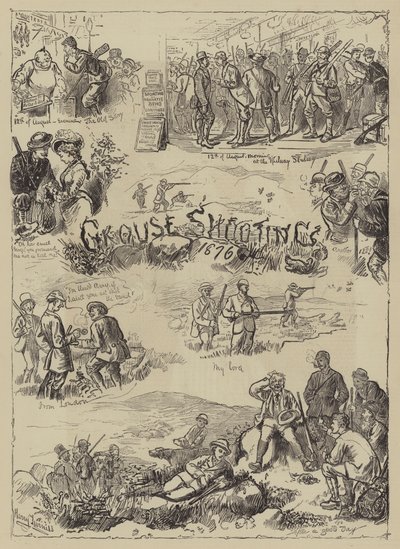 ライチョウ射撃、1876 作： Harry Furniss
